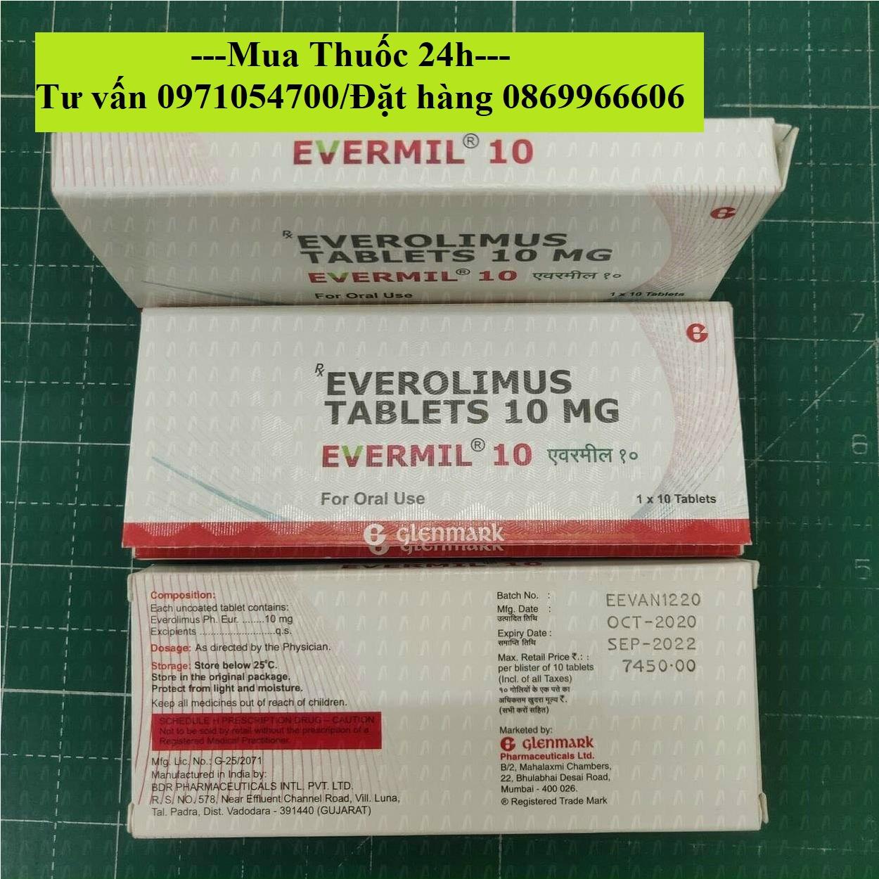 Thuốc Evermil (Everolimus) giá bao nhiêu mua ở đâu?