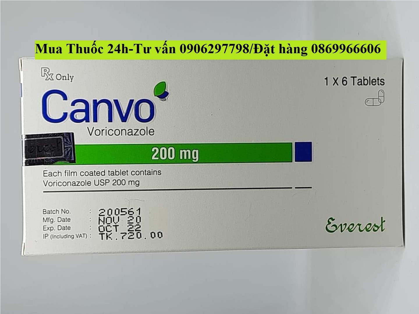 Thuốc Canvo Voriconazole 200mg giá bao nhiêu mua ở đâu?