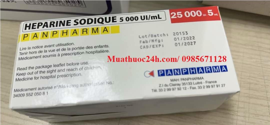 Thuốc Heparine Sodique 5000 UI/ ml giá bao nhiêu mua ở đâu