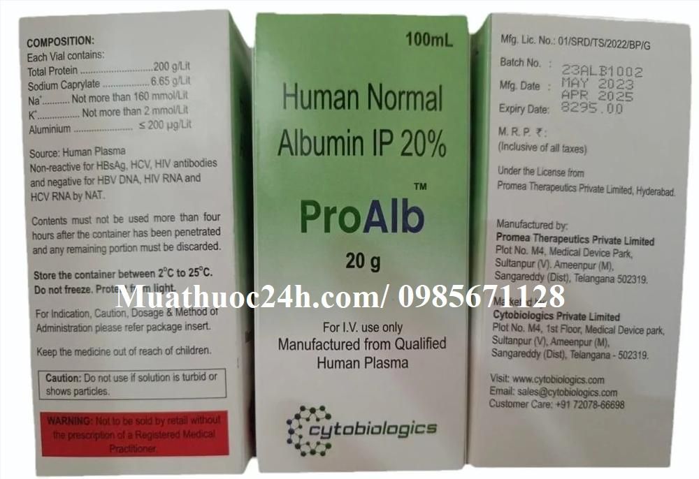 Thuốc ProAlb Human Normal Albumin Ip 20% giá bao nhiêu mua ở đâu