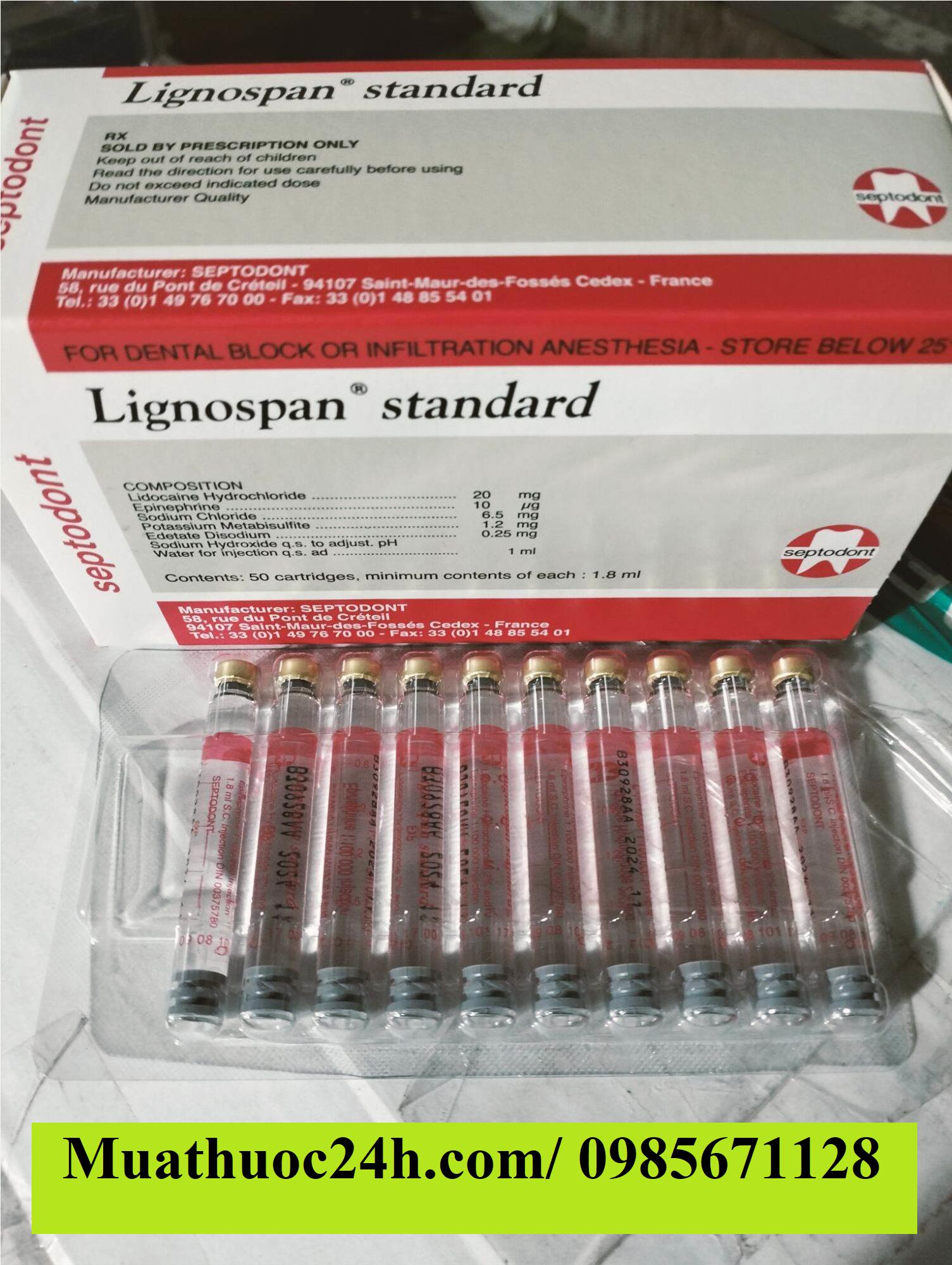 Thuốc tê Pháp Septodont đỏ Lignospan standard 2% giá bao nhiêu mua ở đâu